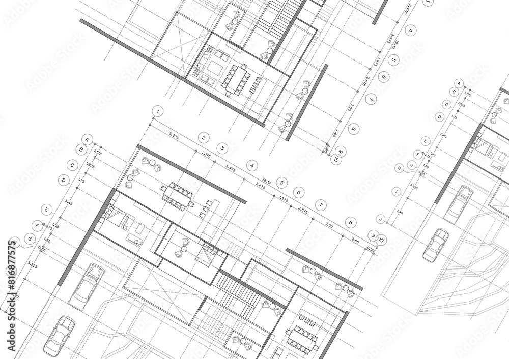 Fototapeta premium Write a blueprint architecture for building.