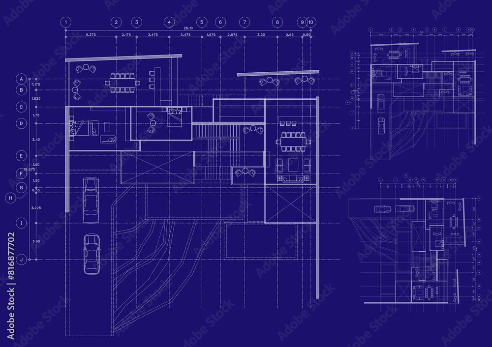 Floor plan designed building on the drawing. Floor plan designed building on the drawing.