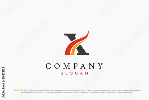 logo letter x fire flame business abstract