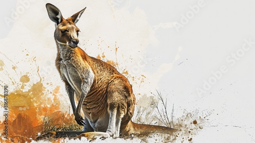 Macropus Profile - Australia's Iconic Marsupial: Blank Copy Space Illustration photo