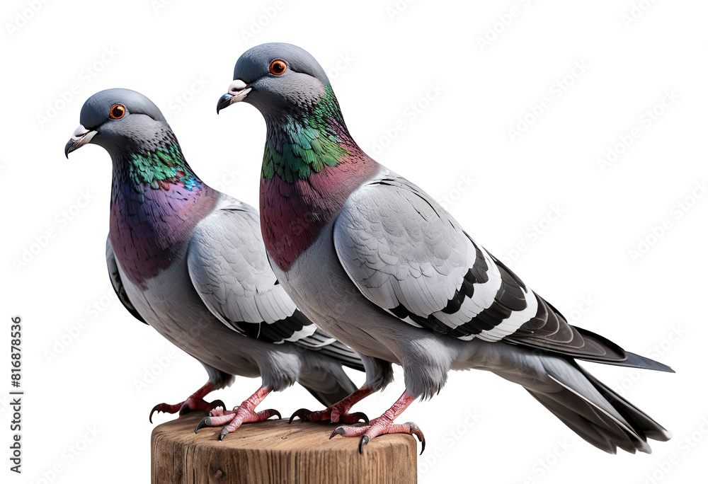 Fototapeta premium Isolated Pigeons Against White Background on transparent background PNG file 