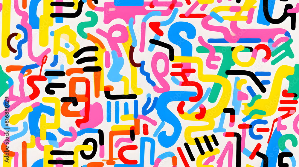 Rainbow neon graphic design pictograms geometric shapes design poster background Rainbow neon graphic design pictograms geometric shapes design poster background