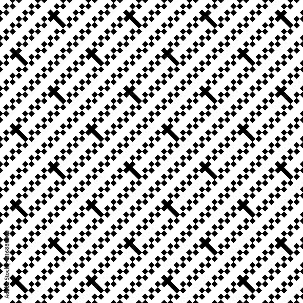 Seamless pattern. Checks, crosses ornament. Diamonds wallpaper. Ethnic motif. Rhombuses backdrop. Geometric background. Squares illustration. Digital paper, textile print, web design, abstract vector.