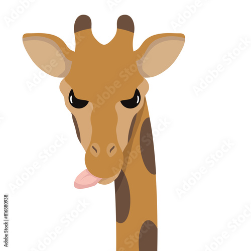 Funny Giraffe face flat vector