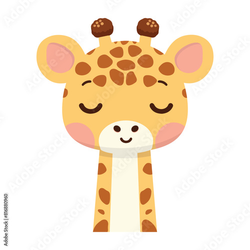 Cute giraffe head Cartoon flat