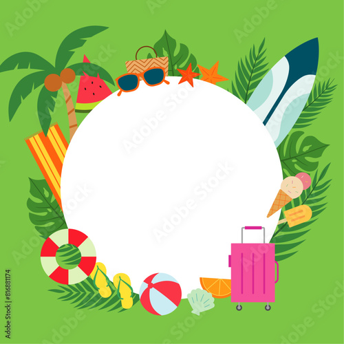 Promotional design templates made from summer vacation graphic elements