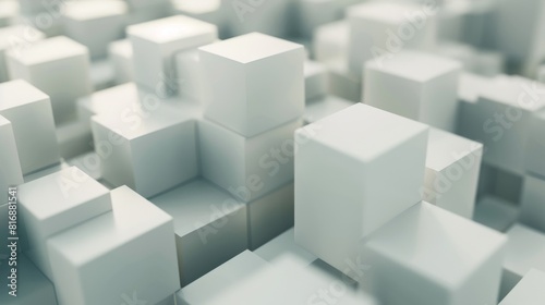 Video in 4K with abstract 3D animation of a white rotating cube