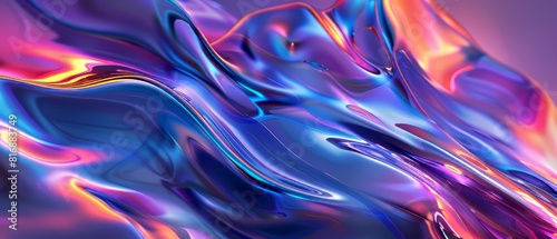  3D rendering of a smooth, iridescent surface with vibrant colors.