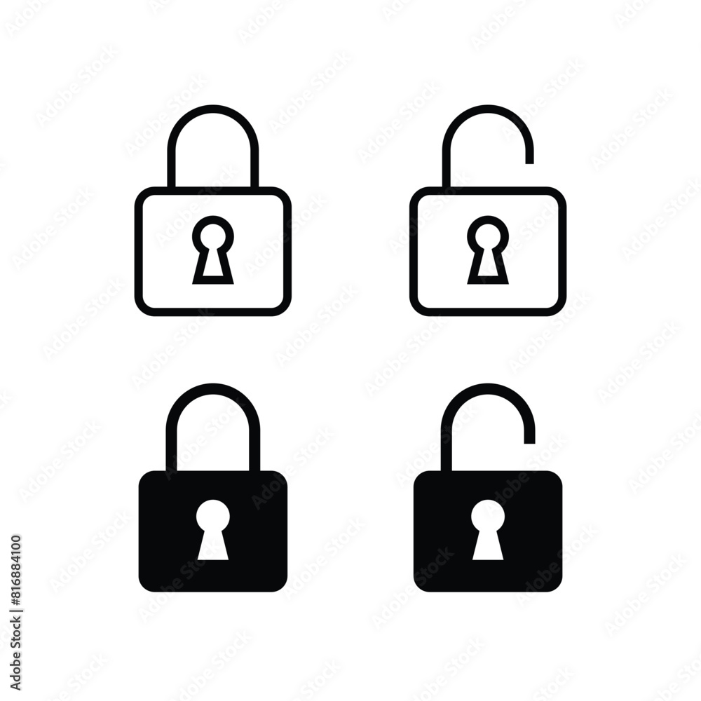 Padlock icon template. Lock icon Silhouette padlock for applications, sites. Private access, restricted access. Security symbol vector sign isolated on white Padlock icon template. Lock icon Silhouette padlock for applications, sites. Private access, restricted access. Security symbol vector sign isolated on white