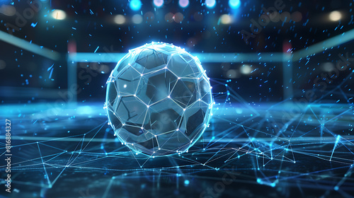 Lowploy wireframe futuristic soccer ball network pattern