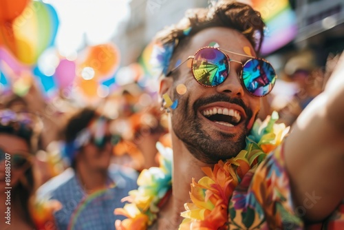 In the heart of the festivities, the gay man danced with abandon, his smiling face a living portrait of freedom and authenticity, celebrating his identity with every joyful movement