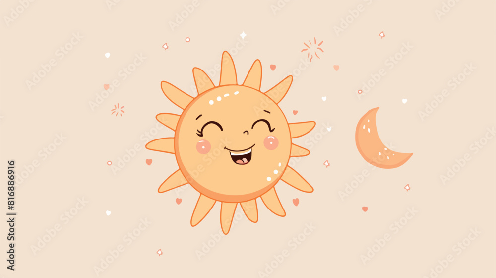 Cute Sun Doodle Illustration vector flat style
