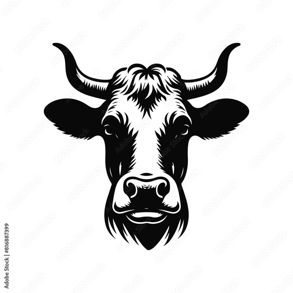 Black and white cow logo, icon, symbol, horn, bull, mammal animal Black and white cow logo, icon, symbol, horn, bull, mammal animal