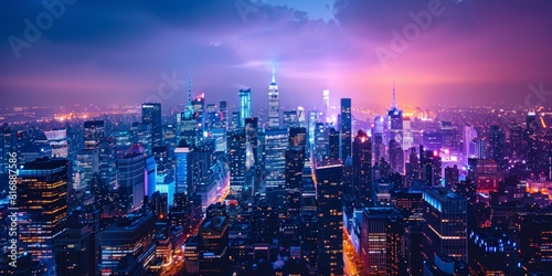 Wallpaper Mural A vibrant city skyline at night, illuminated with skyscrapers and street lights Torontodigital.ca