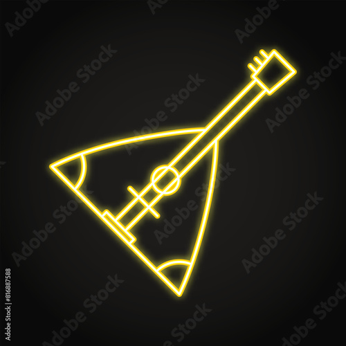 Balalaika musical instrument neon icon