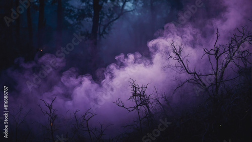 Enigmatic Fog  Circular Void Surrounded by Purple Glowing Smoke for Halloween Theme