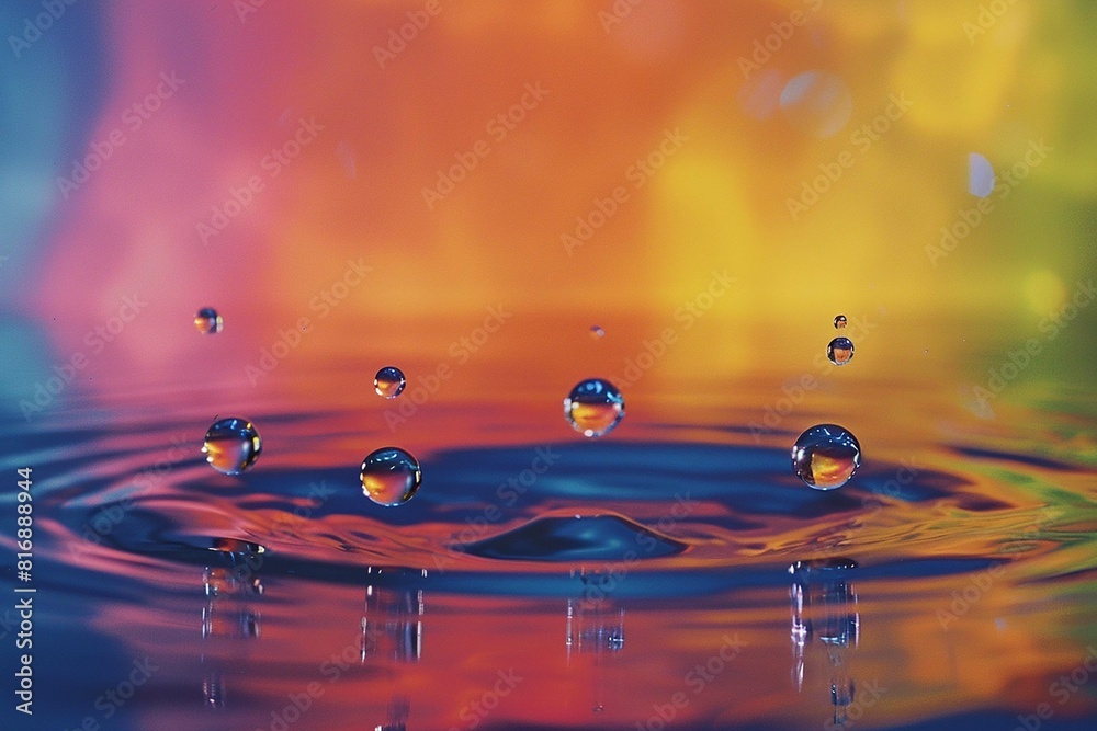 Abstract picture of water drop in super slow motion with vibrant colors and smooth shapes. AI Generated