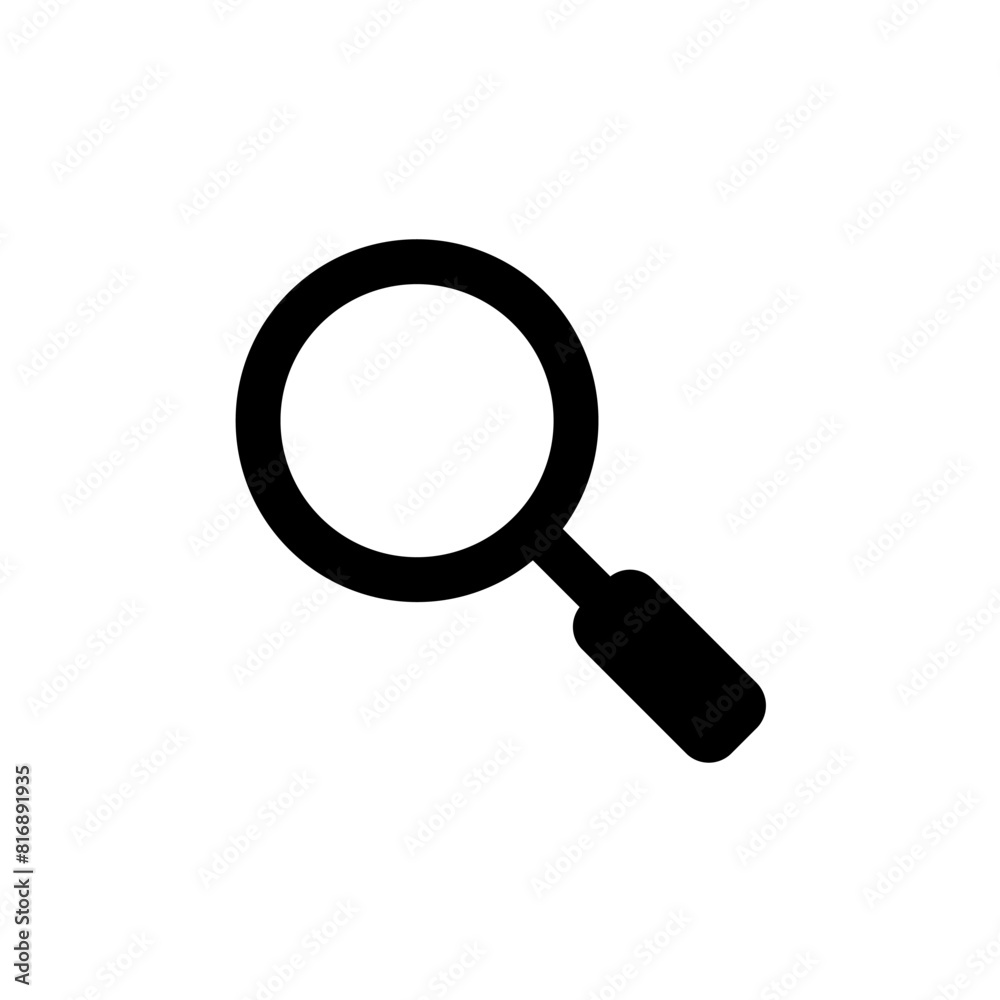 Sleek Black Magnifying Glass Vector Design on White Background Sleek Black Magnifying Glass Vector Design on White Background