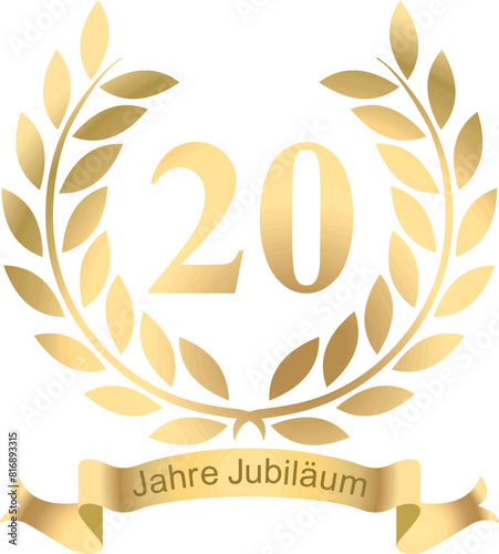 Laurels in vector for the 20 years jubilee with text in German	