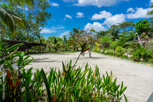 the view and atmosphere of a quiet cottage lodging away from the hustle and bustle of the highway and so private in the bintan area, Indonesia photo