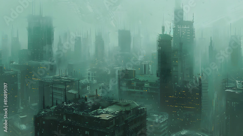 View of a Desolated and Destroyed City Devoid of People