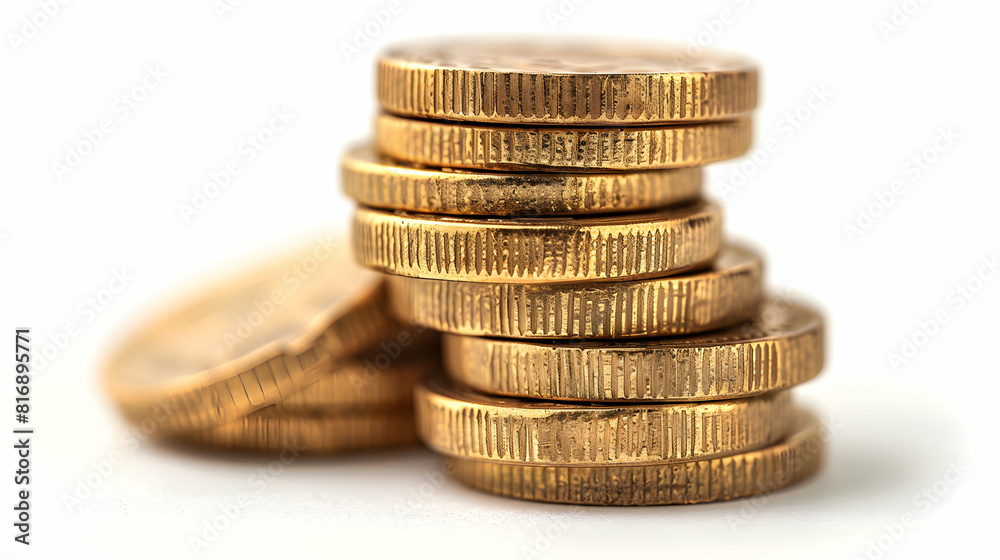 Stack of Gold Coins Isolated on White Background Wealth Investment and Financial Growth Concept for Finance and Investment Content Stack of Gold Coins Isolated on White Background Wealth Investment and Financial Growth Concept for Finance and Investment Content