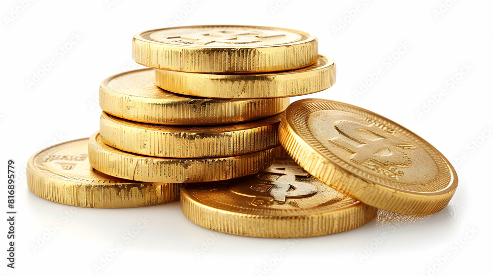 Stack of Gold Coins Isolated on White Background Symbolizing Wealth and Financial Growth for Finance Investment or Wealth Concepts Stack of Gold Coins Isolated on White Background Symbolizing Wealth and Financial Growth for Finance Investment or Wealth Concepts