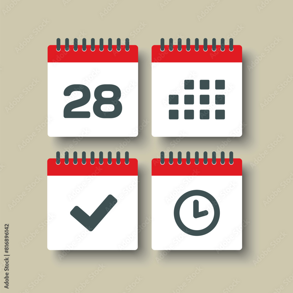 Icon page calendar - 28 day, agenda, timer, done Icon page calendar - 28 day, agenda, timer, done