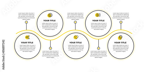 Business process infographic template. Five colourful graphic with numbers 5 steps. Vector illustration graphic design