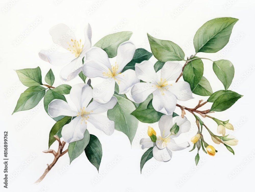 Obraz premium White magnolia flowers. Watercolor painting.