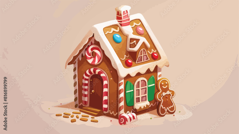 Gingerbread house isolated on light background. Decor