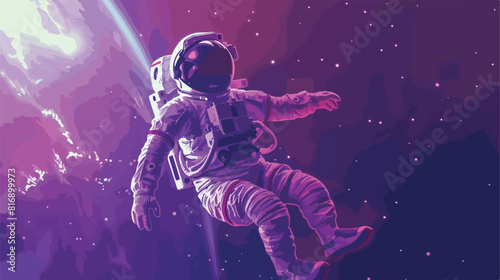 Girl Astronaut flying in space style vector design