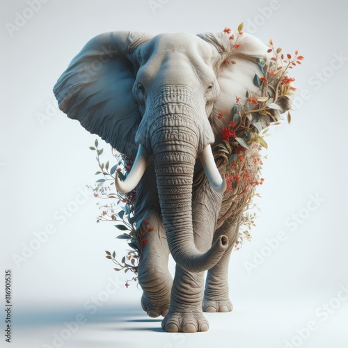 elephant isolated on white photo