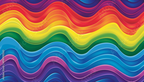 Pride Day themed rainbow wave background in the style of a vector graphic design  Generative AI