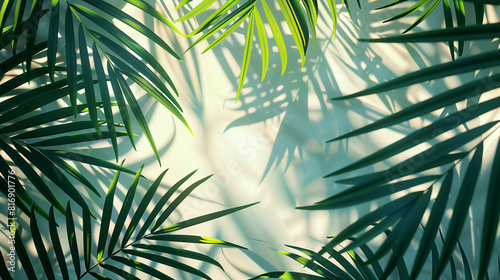 Tropical Palm Leaves with Shadows  Abstract Summer Banner