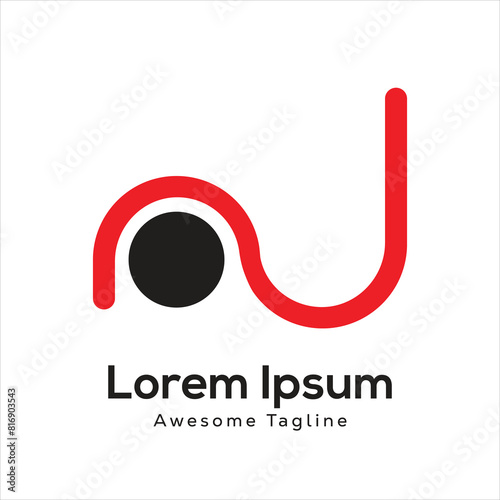 NU or NJ letter creative logo design icon