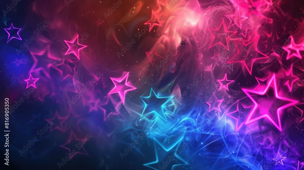 Abstract background featuring flying multicolored stars on a neon backdrop. festive, celebration, and vibrant design . Abstract background featuring flying multicolored stars on a neon backdrop. festive, celebration, and vibrant design .