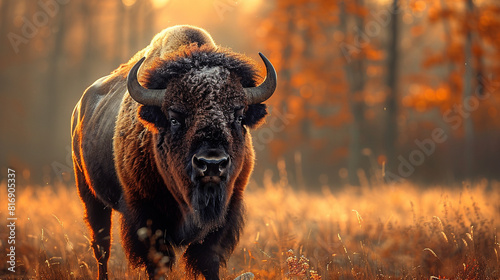 buffalo in the morning photo