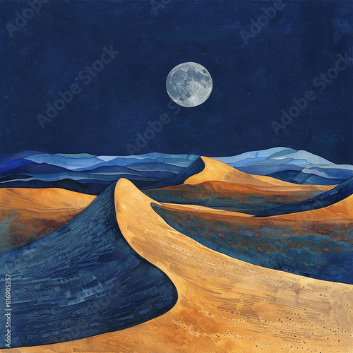 The Dunes High Contrast Under Sand Moon Curved Lines photo