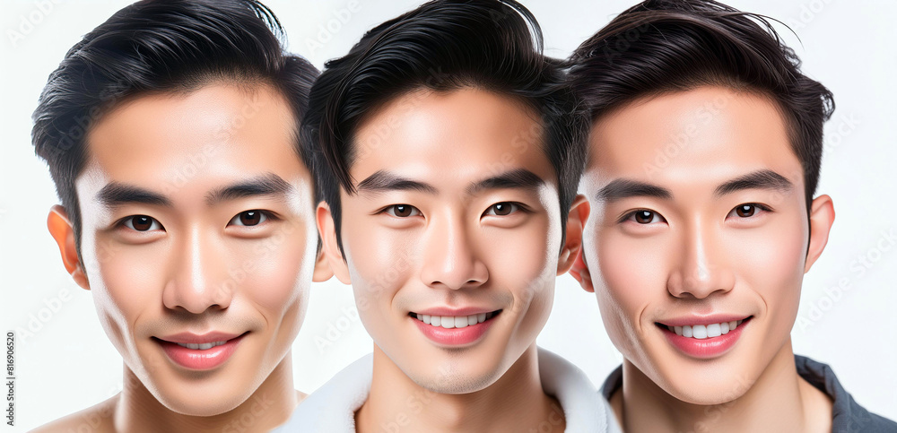 Obraz premium 한국의 전형적인 젊은 남성 3인의 얼굴-Faces of three typical young Korean men