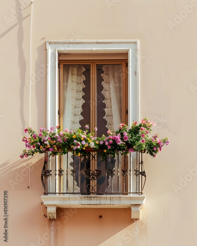  venetian balcony on a huge wall full of flowers