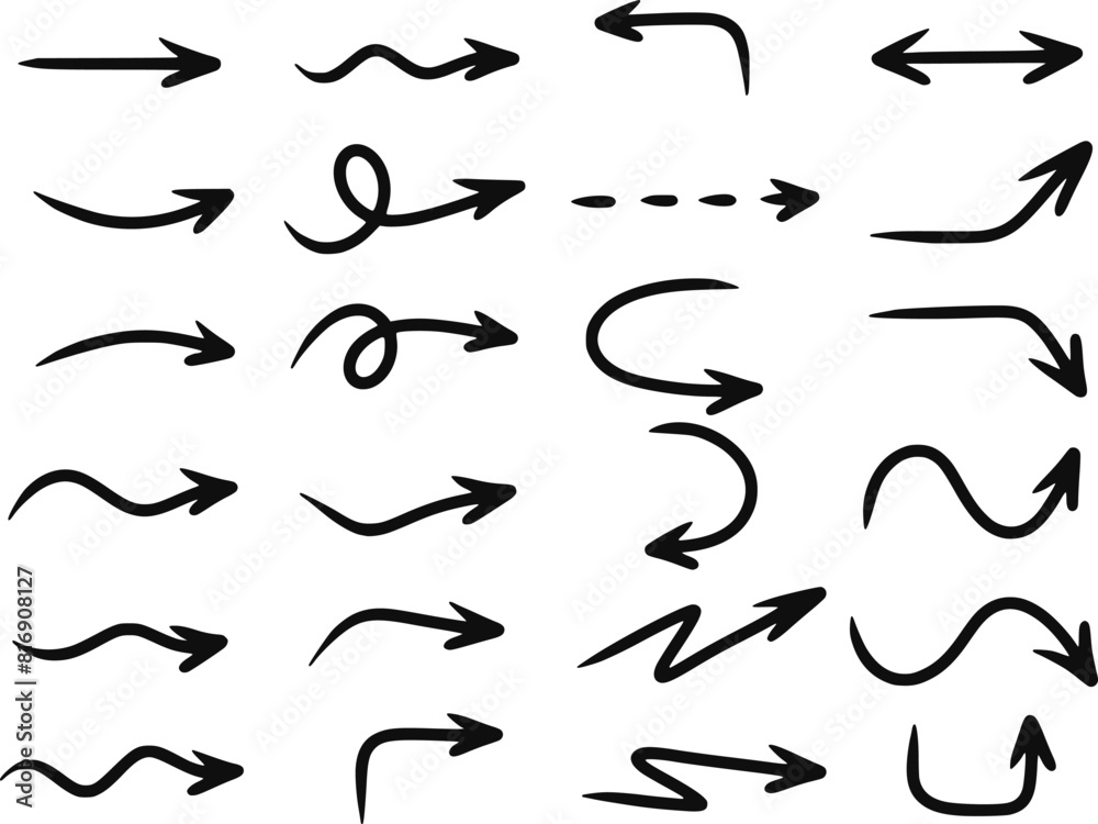 手書きの矢印セット. Hand-Drawn Arrow Set. 手書きの矢印セット. Hand-Drawn Arrow Set.
