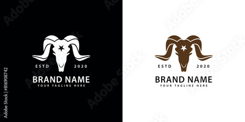 Goat head skull logo in modern and abstract style. suitable for all businesses.