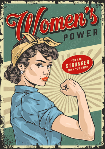 Women power vintage sticker colorful