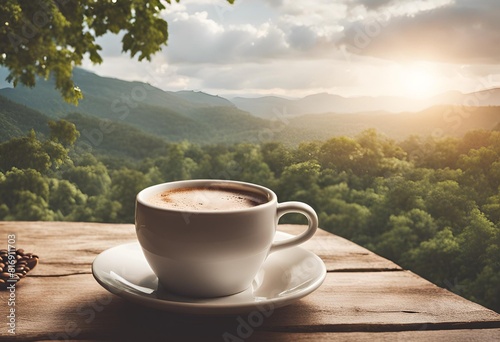 café servido al aire libre en la naturaleza