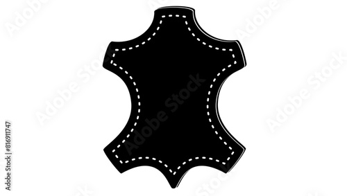 Genuine leather emblem, black isolated silhouette