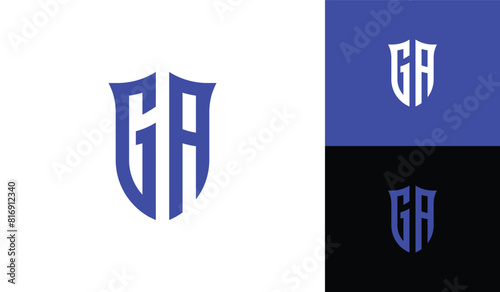 Emblem letter GA initial shield soccer football esport logo design