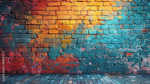 brick wall with a piece of street art that has become a symbol of the community or neighborhood, representing the shared identity and values of the residents.illustration image