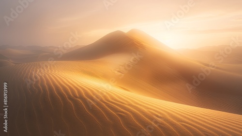 Golden sunset over sand dunes for a relaxing or travel themed design