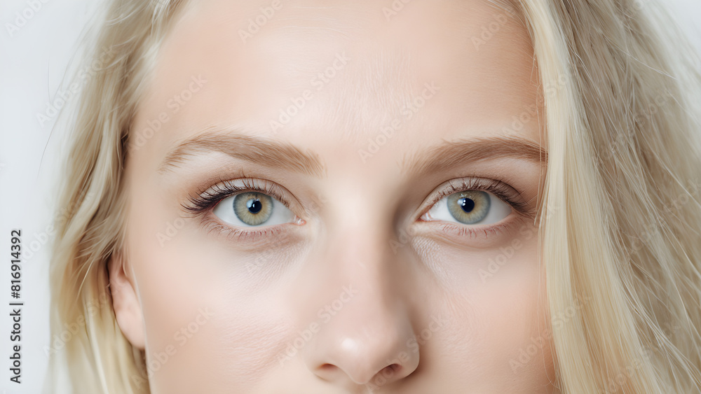 a woman with green eyes and a blue eye. a woman with green eyes and a blue eye.